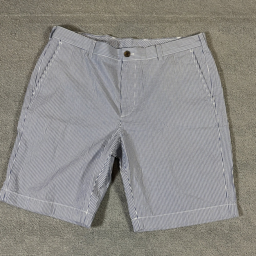 Brooks Brothers Mens Seersucker Striped Shorts Blue‎ White Cotton W38